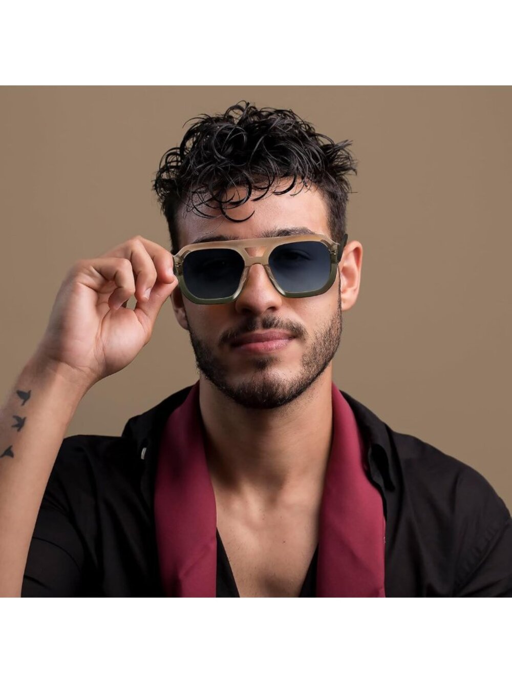 Retro Square Aviator Sunglasses for Women & Men | Vintage 70s Shades UV - Picture 2 of 6